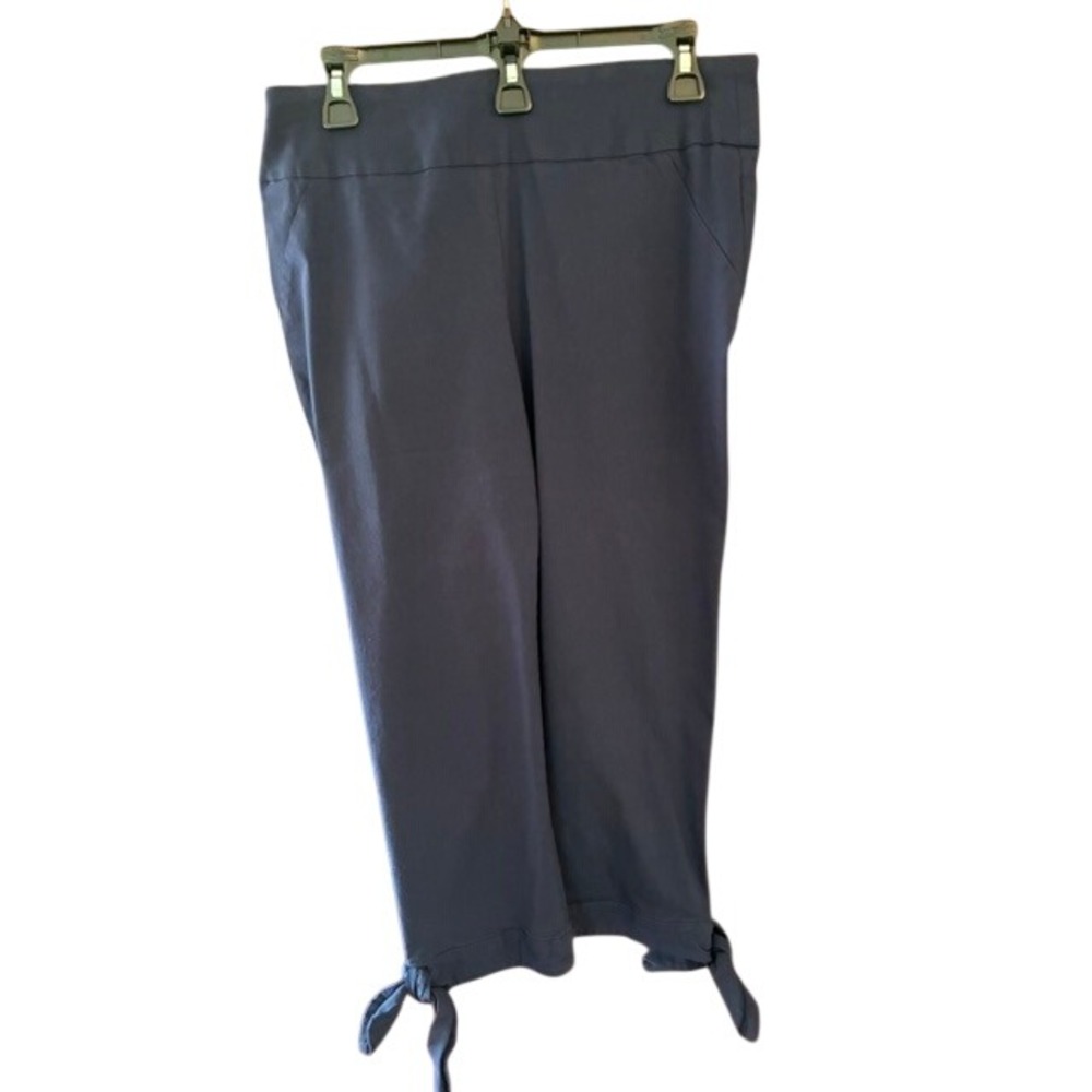 C. Est. 1946 Capri Pants Women 14 Navy Blue Excellent Tie Hem Cropped Trousers